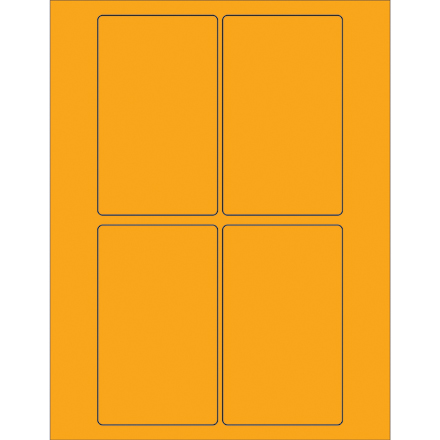 3 x 5" Fluorescent Orange Rectangle Laser Labels