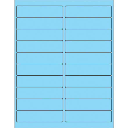 4 x 1" Fluorescent Pastel Blue Rectangle Laser Labels