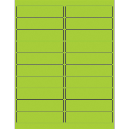 4 x 1" Fluorescent Green Rectangle Laser Labels