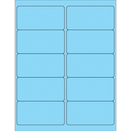 4 x 2" Fluorescent Pastel Blue Rectangle Laser Labels