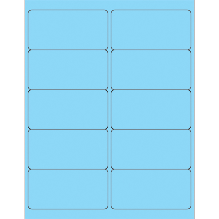 4 x 2" Fluorescent Pastel Blue Removable Rectangle Laser Labels