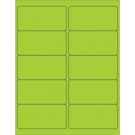 4 x 2" Fluorescent Green Rectangle Laser Labels