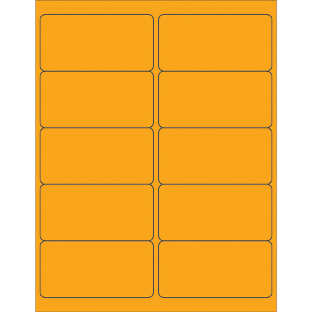 4 x 2" Fluorescent Orange Rectangle Laser Labels