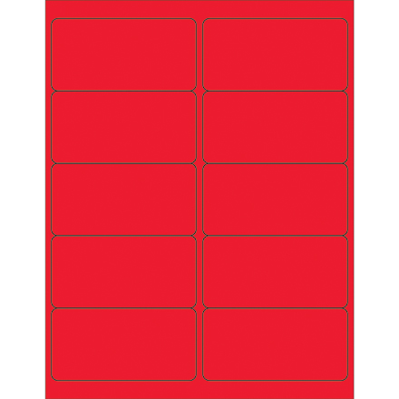 4 x 2" Fluorescent Red Removable Rectangle Laser Labels