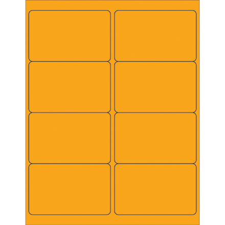 4 x 2 <span class='fraction'>1/2</span>" Fluorescent Orange Rectangle Laser Labels