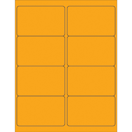 4 x 2 <span class='fraction'>1/2</span>" Fluorescent Orange Rectangle Laser Labels