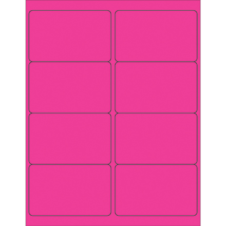 4 x 2 <span class='fraction'>1/2</span>" Fluorescent Pink Rectangle Laser Labels