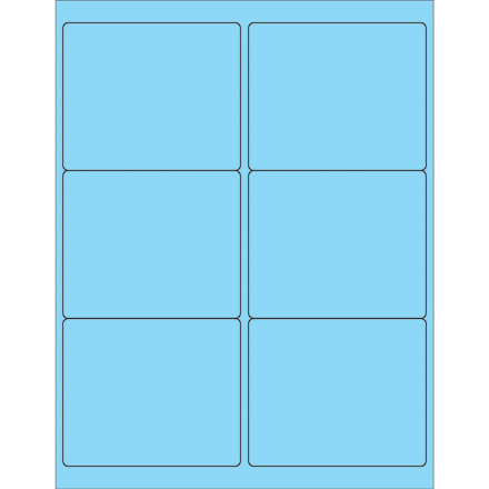 4 x 3 <span class='fraction'>1/3</span>" Fluorescent Pastel Blue Rectangle Laser Labels