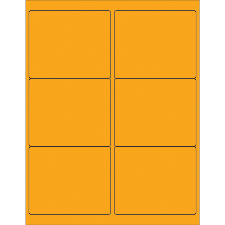 4 x 3 <span class='fraction'>1/3</span>" Fluorescent Orange Rectangle Laser Labels