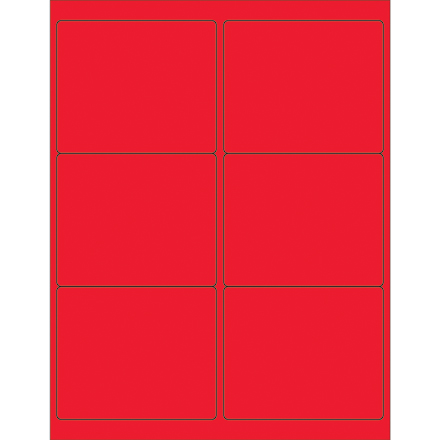 4 x 3 <span class='fraction'>1/3</span>" Fluorescent Red Rectangle Laser Labels