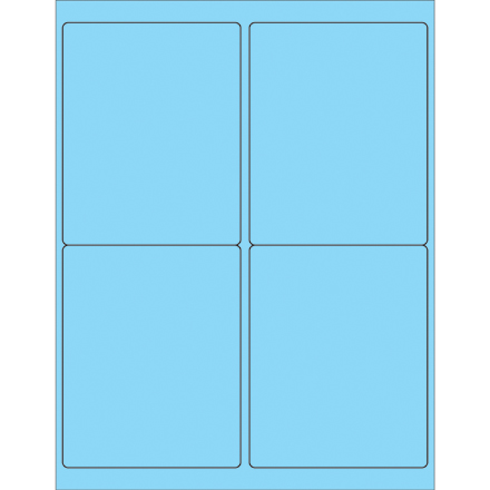 4 x 5" Fluorescent Pastel Blue Rectangle Laser Labels