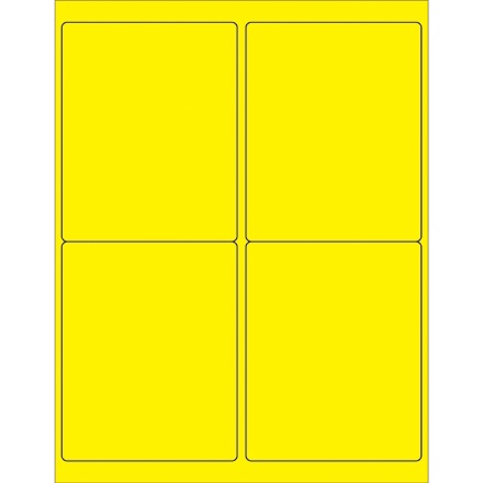 4 x 5" Fluorescent Yellow Rectangle Laser Labels