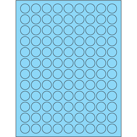 3/4" Fluorescent Pastel Blue Circle Laser Labels