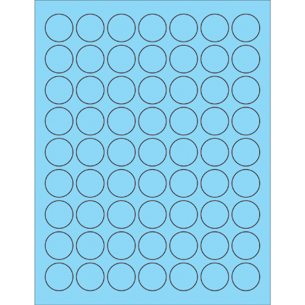 1" Fluorescent Pastel Blue Circle Laser Labels