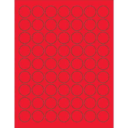 1" Fluorescent Red Circle Laser Labels