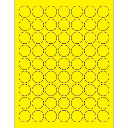 1" Fluorescent Yellow Circle Laser Labels