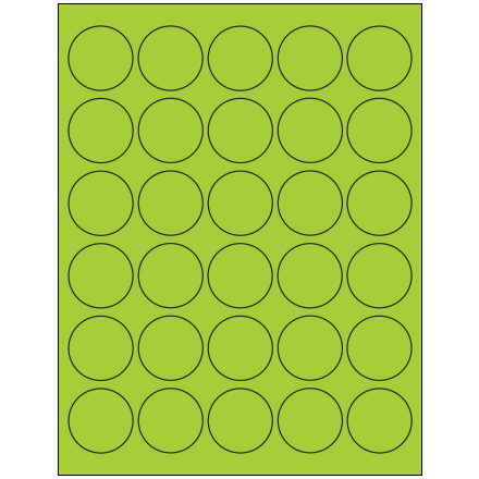 1 <span class='fraction'>1/2</span>" Fluorescent Green Circle Laser Labels