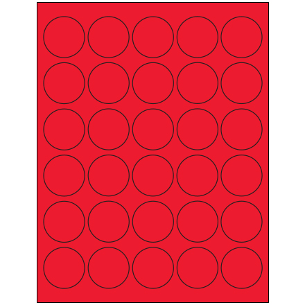 1 <span class='fraction'>1/2</span>" Fluorescent Red Circle Laser Labels