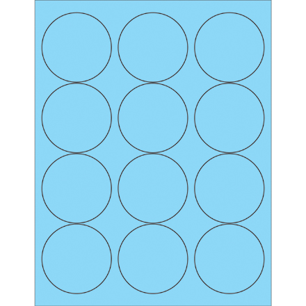 2 <span class='fraction'>1/2</span>" Fluorescent Pastel Blue Circle Laser Labels