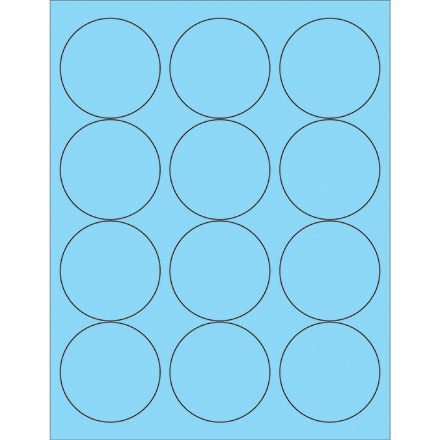 2 <span class='fraction'>1/2</span>" Fluorescent Pastel Blue Circle Laser Labels