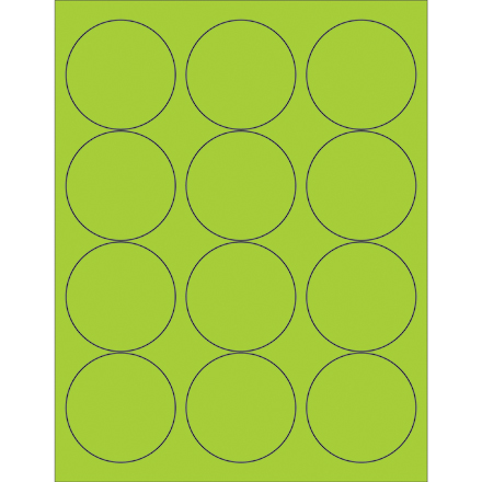2 <span class='fraction'>1/2</span>" Fluorescent Green Circle Laser Labels