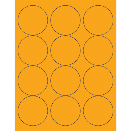 2 <span class='fraction'>1/2</span>" Fluorescent Orange Circle Laser Labels