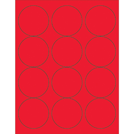 2 <span class='fraction'>1/2</span>" Fluorescent Red Circle Laser Labels