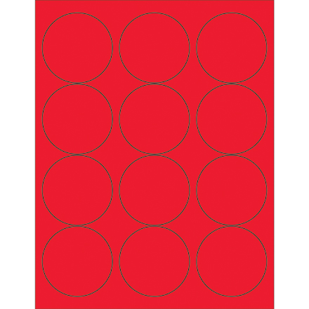 2 <span class='fraction'>1/2</span>" Fluorescent Red Circle Laser Labels