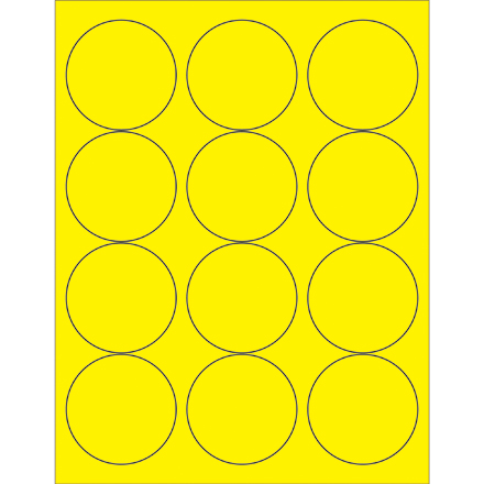 2 <span class='fraction'>1/2</span>" Fluorescent Yellow Circle Laser Labels
