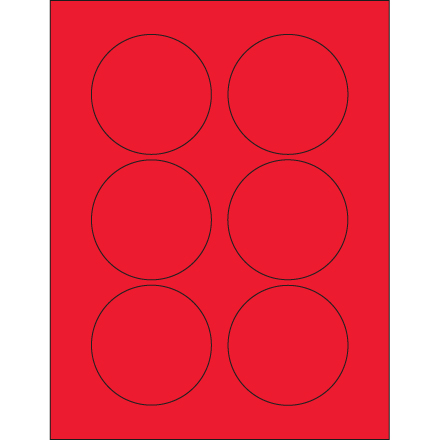3" Fluorescent Red Circle Laser Labels