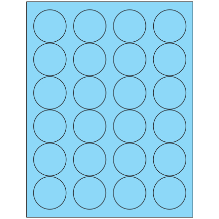 1 <span class='fraction'>2/3</span>" Fluorescent Pastel Blue Circle Laser Labels