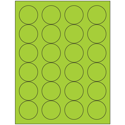 1 <span class='fraction'>2/3</span>" Fluorescent Green Circle Laser Labels