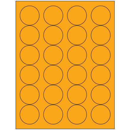 1 <span class='fraction'>2/3</span>" Fluorescent Orange Circle Laser Labels