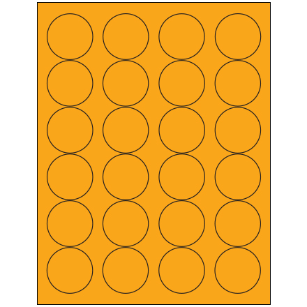 1 <span class='fraction'>2/3</span>" Fluorescent Orange Circle Laser Labels