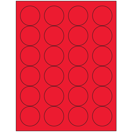 1 <span class='fraction'>2/3</span>" Fluorescent Red Circle Laser Labels