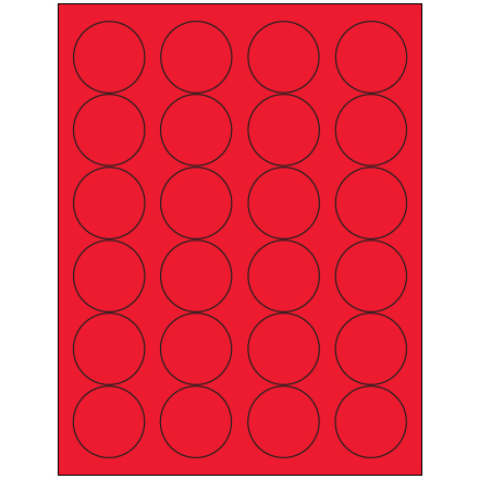 1 <span class='fraction'>2/3</span>" Fluorescent Red Circle Laser Labels