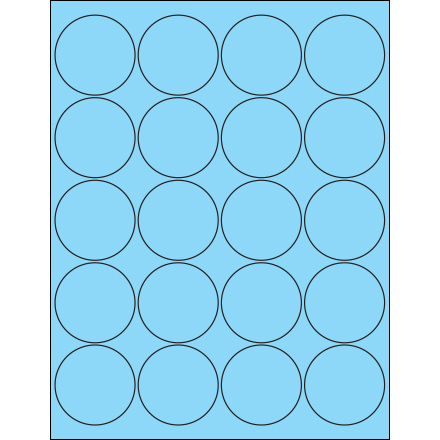 2" Fluorescent Pastel Blue Circle Laser Labels