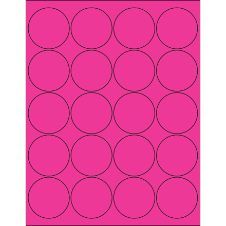 2" Fluorescent Pink Circle Laser Labels