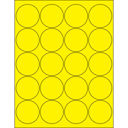 2" Fluorescent Yellow Circle Laser Labels