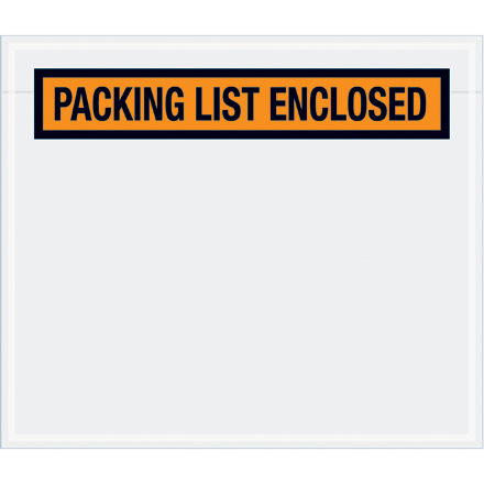 7 x 6" Orange "Packing List Enclosed" Envelopes
