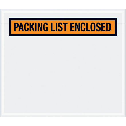 7 x 6" Orange "Packing List Enclosed" Envelopes