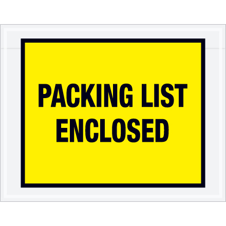 7 x 5 <span class='fraction'>1/2</span>" Yellow "Packing List Enclosed" Envelopes