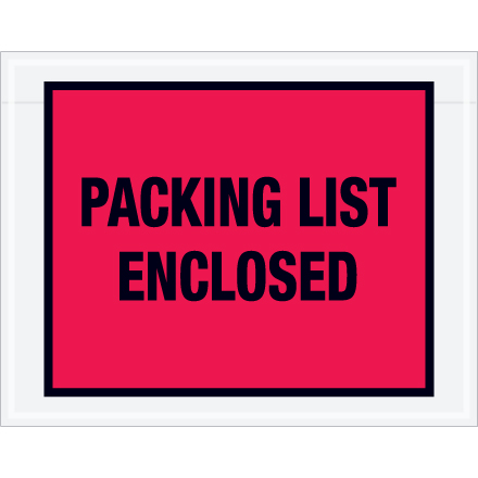 7 x 5 <span class='fraction'>1/2</span>" Red "Packing List Enclosed" Envelopes