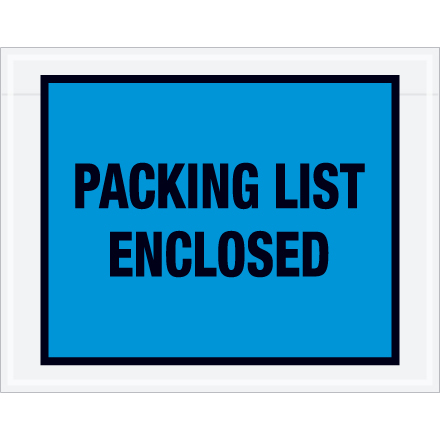 7 x 5 <span class='fraction'>1/2</span>" Blue "Packing List Enclosed" Envelopes