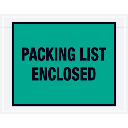 7 x 5 <span class='fraction'>1/2</span>" Green "Packing List Enclosed" Envelopes