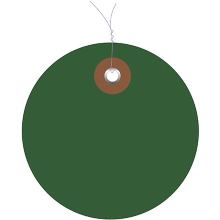 2" Green Plastic Circle Tags - Pre-Wired