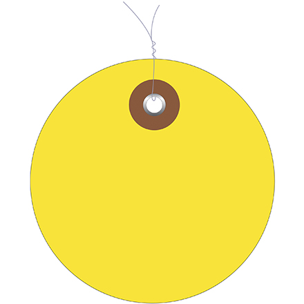 2" Yellow Plastic Circle Tags - Pre-Wired