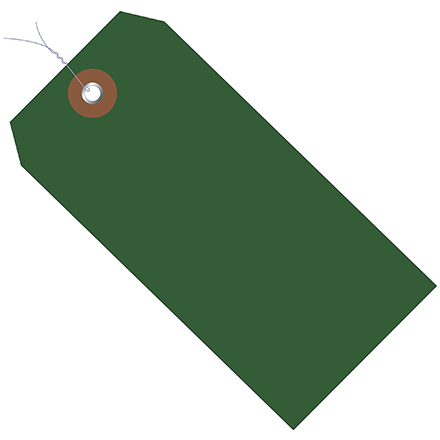 4 <span class='fraction'>3/4</span> x 2 <span class='fraction'>3/8</span>" Green Plastic Shipping Tags - Pre-Wired