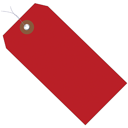 4 <span class='fraction'>3/4</span> x 2 <span class='fraction'>3/8</span>" Red Plastic Shipping Tags - Pre-Wired