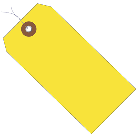 6 <span class='fraction'>1/4</span> x 3 <span class='fraction'>1/8</span>" Yellow Plastic Shipping Tags - Pre-Wired